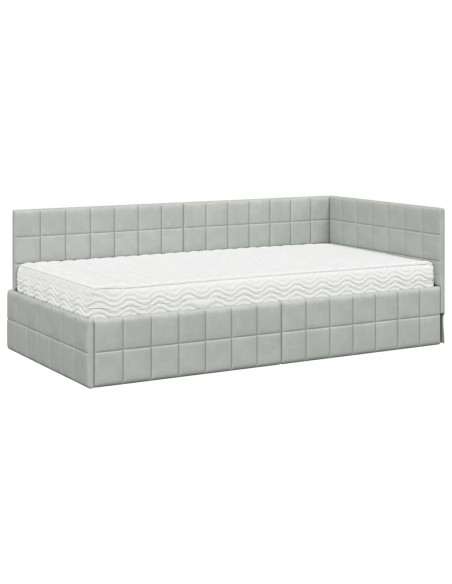 Struttura Letto Angolare con Materasso 2 pcs Grigio chiaro