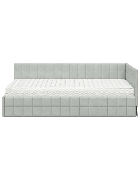 Struttura Letto Angolare con Materasso 2 pcs Grigio chiaro