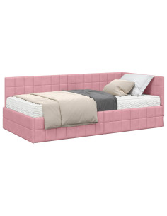 Struttura Letto Angolare con Materasso 2 pz Grigio Velluto 2