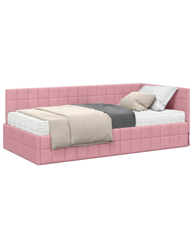 Struttura Letto Angolare con Materasso 2 pz Grigio Velluto