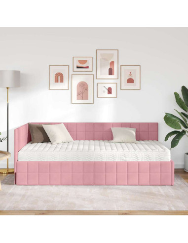 Struttura Letto Angolare con Materasso 2 pz Grigio Velluto