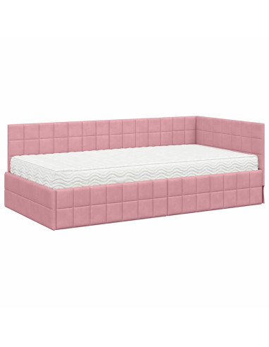 Struttura Letto Angolare con Materasso 2 pz Grigio Velluto