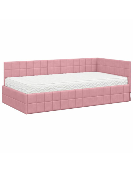 Struttura Letto Angolare con Materasso 2 pz Grigio Velluto