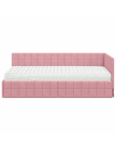Struttura Letto Angolare con Materasso 2 pz Grigio Velluto