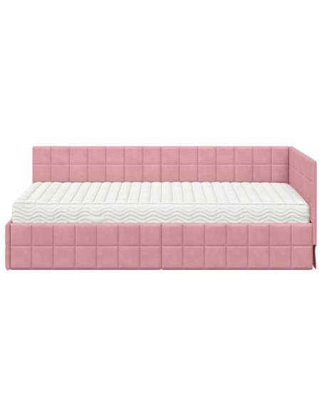 Struttura Letto Angolare con Materasso 2 pz Grigio Velluto