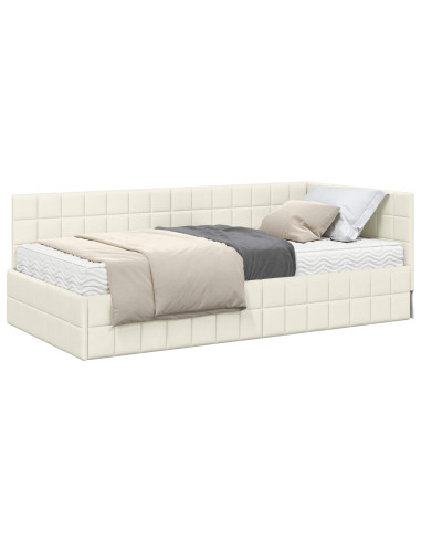 Struttura Letto Angolare con Materasso 2 pcs Crema Velluto