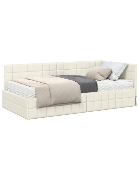 Struttura Letto Angolare con Materasso 2 pcs Crema Velluto