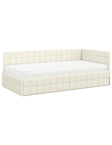 Struttura Letto Angolare con Materasso 2 pcs Crema Velluto