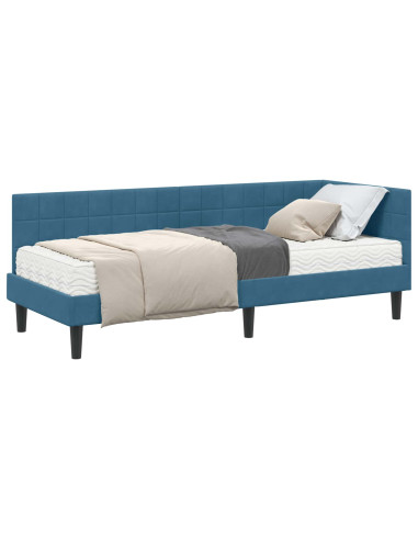 Struttura Letto Angolare con Materasso 2 pcs Blu Velluto