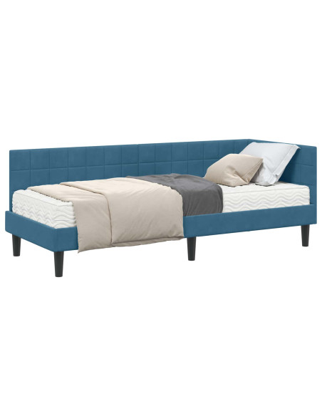 Struttura Letto Angolare con Materasso 2 pcs Blu Velluto