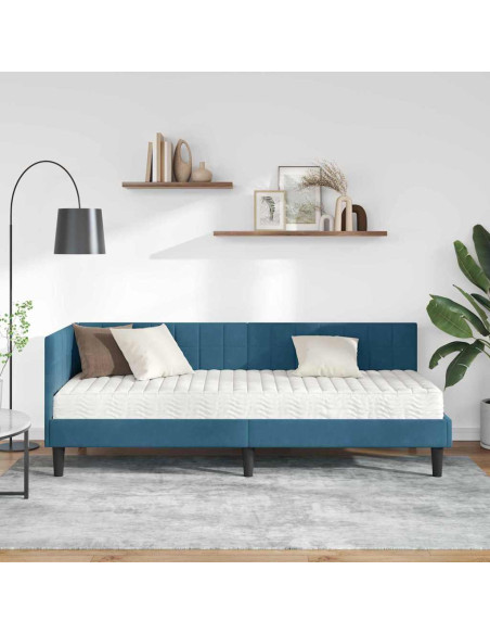 Struttura Letto Angolare con Materasso 2 pcs Blu Velluto