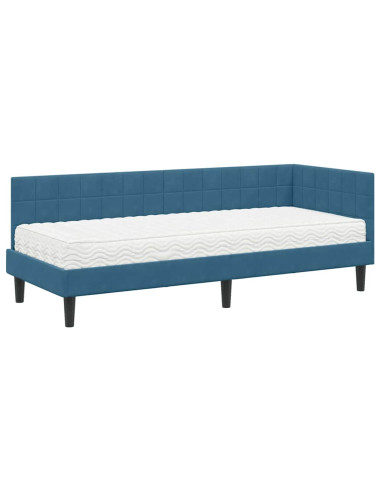 Struttura Letto Angolare con Materasso 2 pcs Blu Velluto