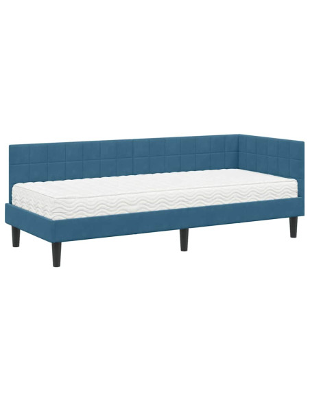 Struttura Letto Angolare con Materasso 2 pcs Blu Velluto