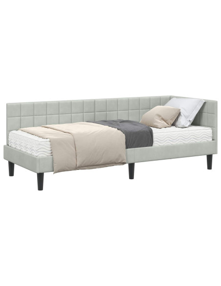 Struttura Letto Angolare con Materasso 2 pcs Grigio chiaro