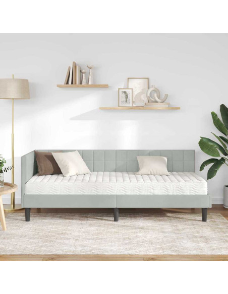 Struttura Letto Angolare con Materasso 2 pcs Grigio chiaro