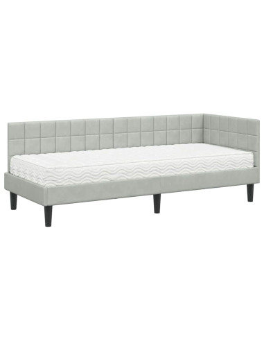 Struttura Letto Angolare con Materasso 2 pcs Grigio chiaro