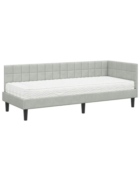 Struttura Letto Angolare con Materasso 2 pcs Grigio chiaro