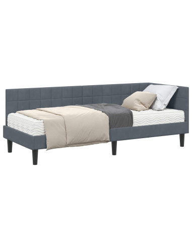 Struttura Letto Angolare con Materasso 2 pcs Grigio Velluto
