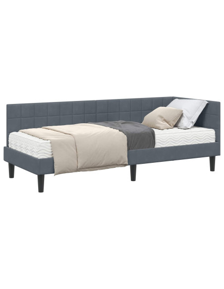 Struttura Letto Angolare con Materasso 2 pcs Grigio Velluto