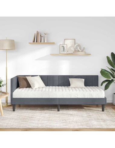 Struttura Letto Angolare con Materasso 2 pcs Grigio Velluto