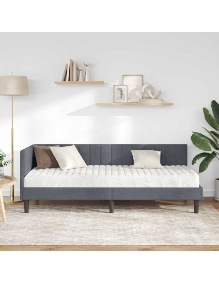 Struttura Letto Angolare con Materasso 2 pcs Grigio Velluto