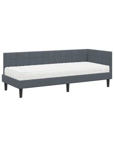 Struttura Letto Angolare con Materasso 2 pcs Grigio Velluto