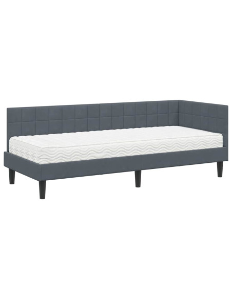 Struttura Letto Angolare con Materasso 2 pcs Grigio Velluto
