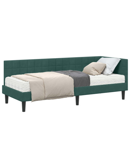 Struttura Letto Angolare con Materasso 2 pcs Verde Velluto