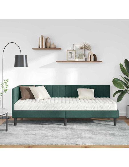 Struttura Letto Angolare con Materasso 2 pcs Verde Velluto
