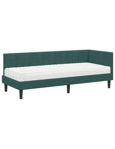 Struttura Letto Angolare con Materasso 2 pcs Verde Velluto