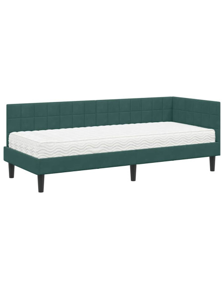 Struttura Letto Angolare con Materasso 2 pcs Verde Velluto
