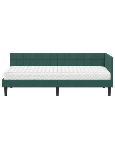 Struttura Letto Angolare con Materasso 2 pcs Verde Velluto