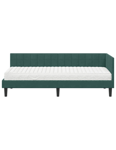 Struttura Letto Angolare con Materasso 2 pcs Verde Velluto