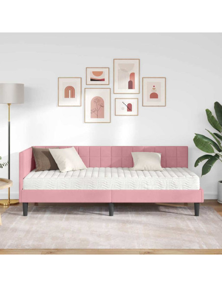 Struttura Letto Angolare con Materasso 2 pcs Grigio Velluto