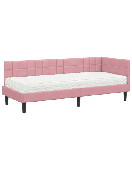 Struttura Letto Angolare con Materasso 2 pcs Grigio Velluto