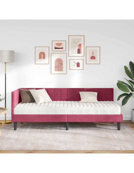 Struttura Letto Angolare con Materasso 2 pcs Verde Velluto