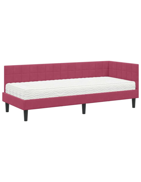 Struttura Letto Angolare con Materasso 2 pcs Verde Velluto
