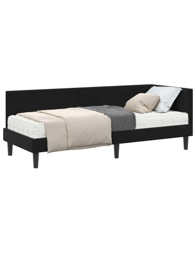 Struttura Letto Angolare con Materasso 2 pcs Nero Velluto