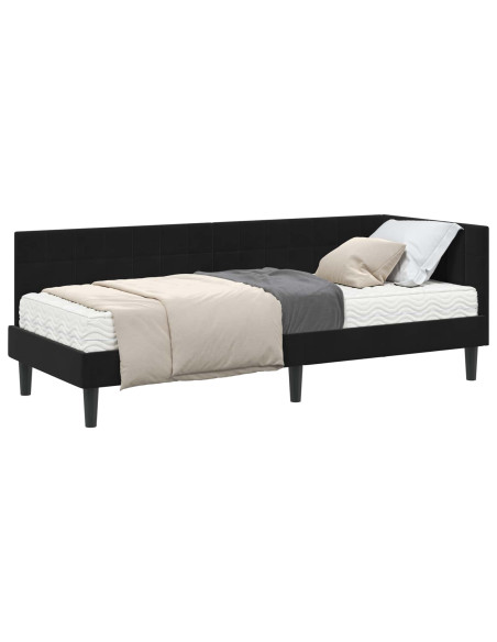 Struttura Letto Angolare con Materasso 2 pcs Nero Velluto