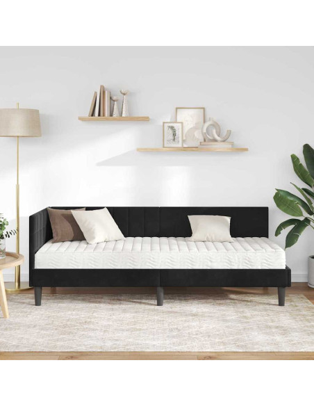 Struttura Letto Angolare con Materasso 2 pcs Nero Velluto