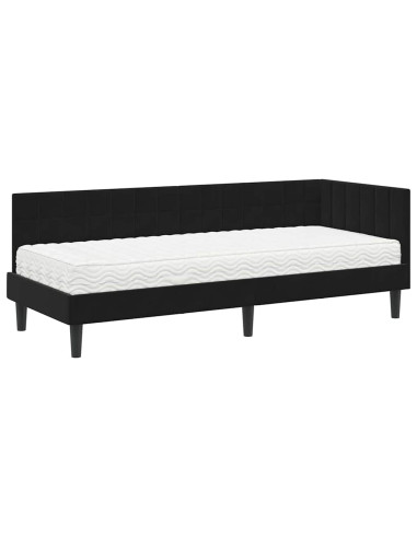 Struttura Letto Angolare con Materasso 2 pcs Nero Velluto