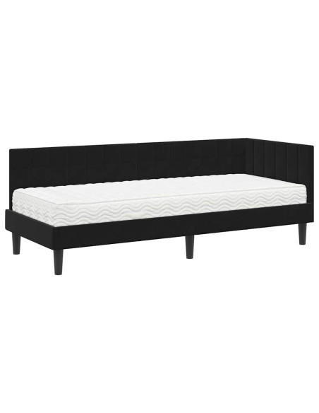 Struttura Letto Angolare con Materasso 2 pcs Nero Velluto
