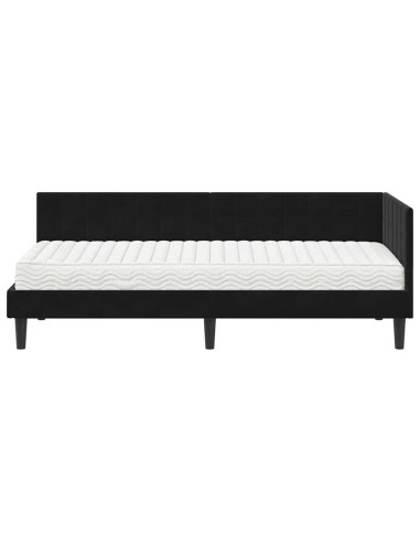 Struttura Letto Angolare con Materasso 2 pcs Nero Velluto