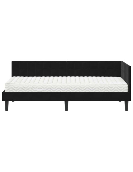 Struttura Letto Angolare con Materasso 2 pcs Nero Velluto