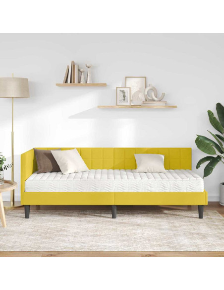 Struttura Letto Angolare con Materasso 2 pcs Giallo Velluto