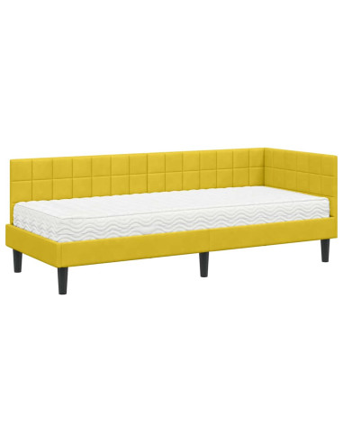Struttura Letto Angolare con Materasso 2 pcs Giallo Velluto