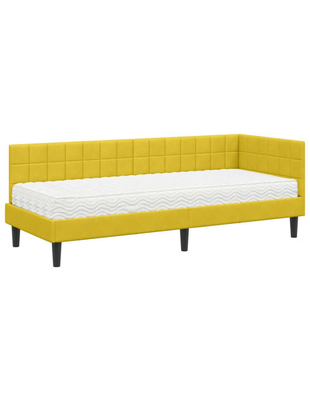 Struttura Letto Angolare con Materasso 2 pcs Giallo Velluto