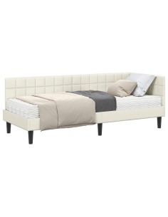 Struttura Letto Angolare con Materasso 2 pcs Crema Velluto 2