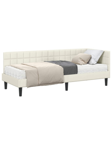 Struttura Letto Angolare con Materasso 2 pcs Crema Velluto