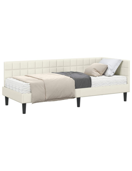 Struttura Letto Angolare con Materasso 2 pcs Crema Velluto